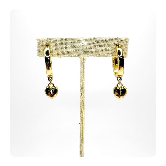 ★ NWT Ann Taylor “heart lock” Hoops - Golden ★ - Picture 7 of 14